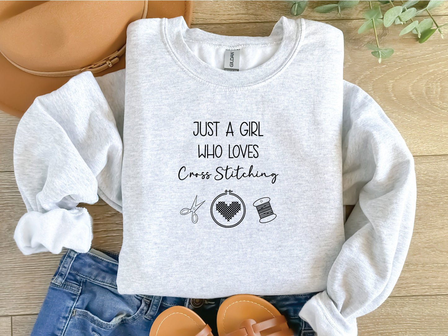 Cross Stitch Sweatshirt: Just A Girl Who Loves To