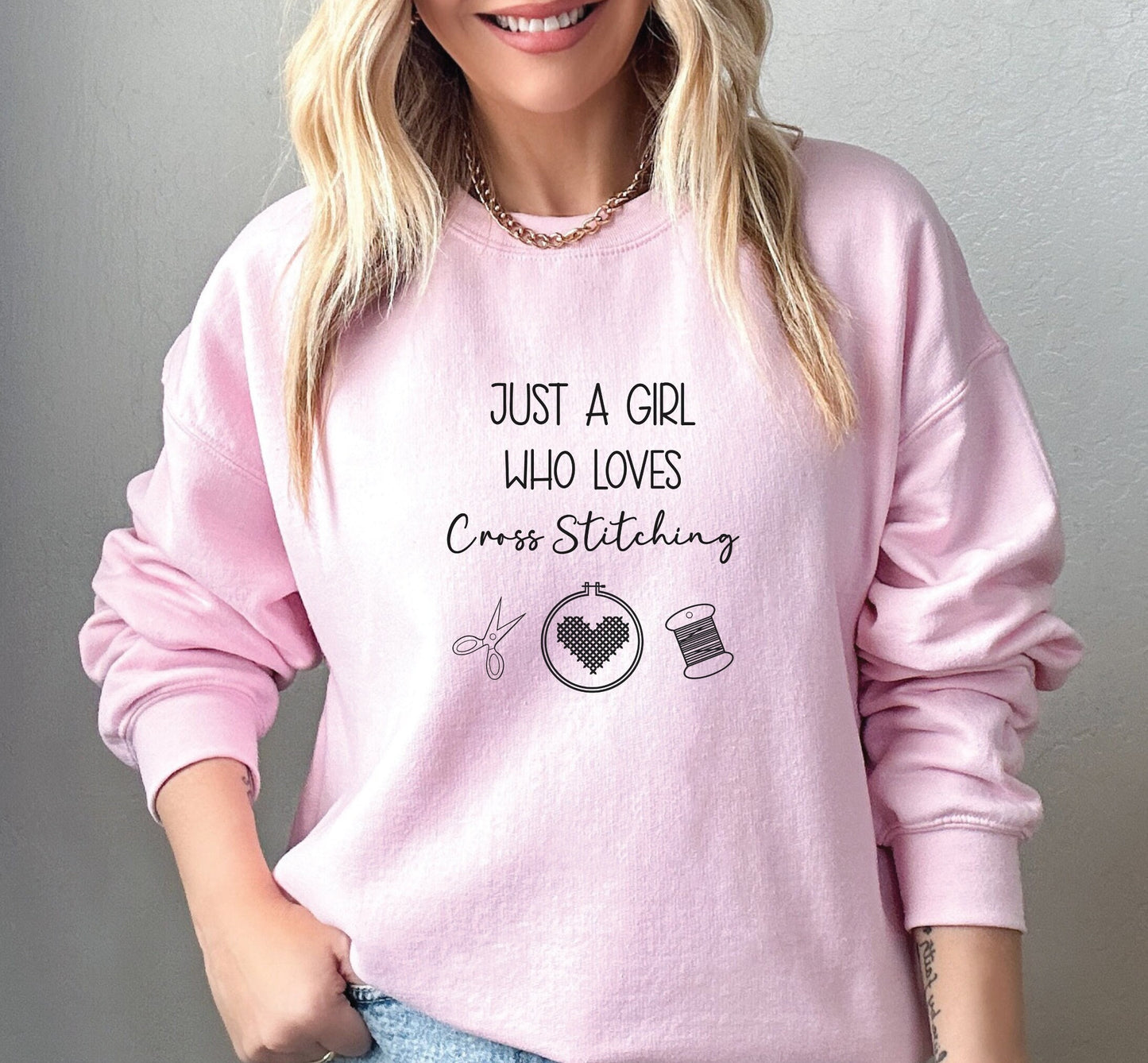 Cross Stitch Sweatshirt: Just A Girl Who Loves To